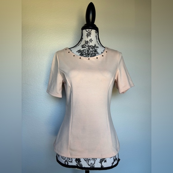 Forever 21 Tops - Forever 21 Light Pink Studded Short Sleeve Top